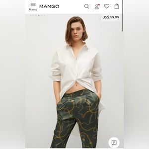Brand New Mango Satin-finish pants with pleat detail